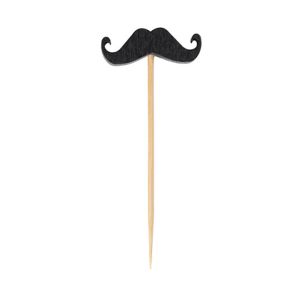Pixy Black Bamboo Moustache Pick - 2 3/4" - 100 count box
