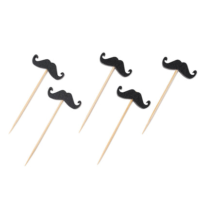 Pixy Black Bamboo Moustache Pick - 2 3/4" - 100 count box