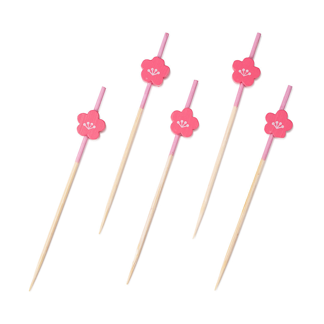 Pixy Pink Bamboo Flower Pick - 3 1/2" - 100 count box
