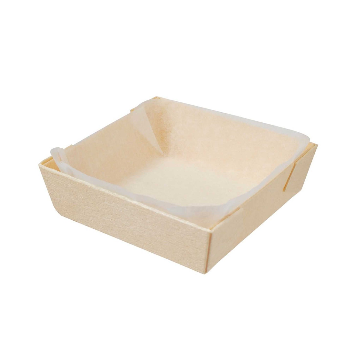 Taipei Poplar Baking / Serving Container - with Paper Liner - 2 3/4" x 2 3/4" x 3/4" - 100 count box