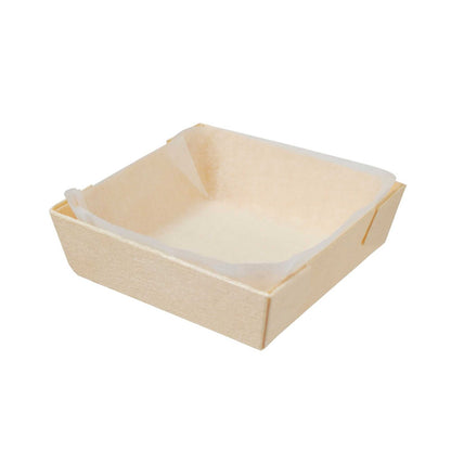 Taipei Poplar Baking / Serving Container - with Paper Liner - 2 3/4" x 2 3/4" x 3/4" - 100 count box