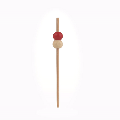 Pixy Red and White Bamboo Beaded Pick - 2 3/4" - 100 count box