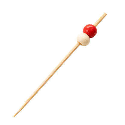 Pixy Red and White Bamboo Beaded Pick - 2 3/4" - 1000 count box