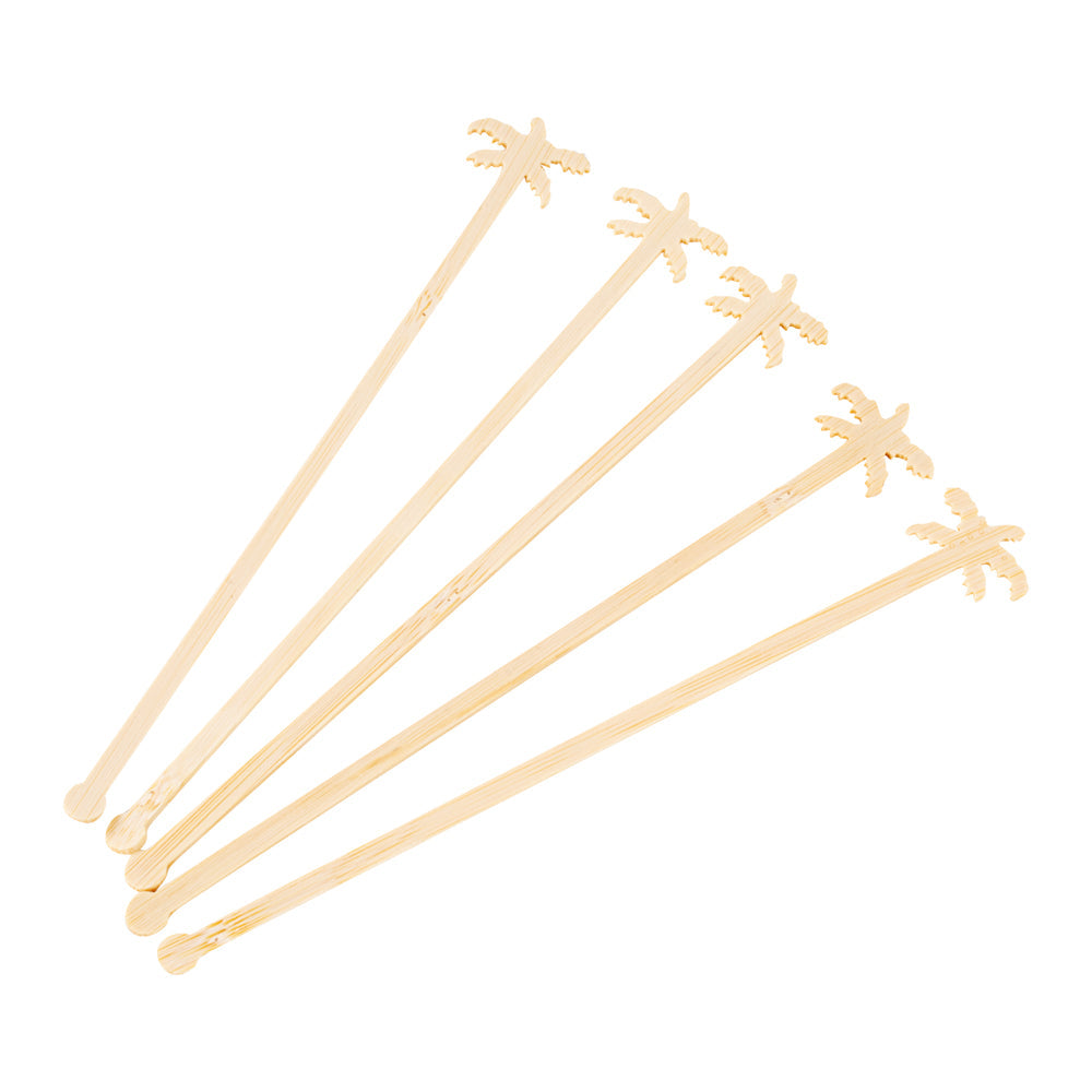 Restpresso Natural Bamboo Palm Tree Stirrer - 7" - 100 count box