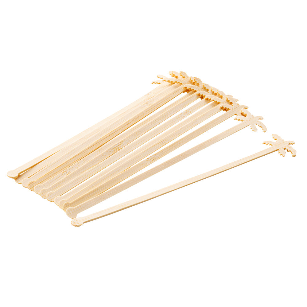 Restpresso Natural Bamboo Palm Tree Stirrer - 7" - 100 count box