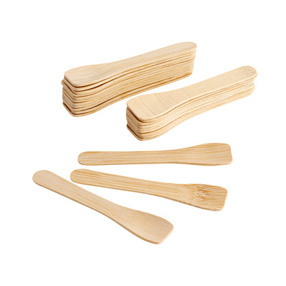 Eco Luxe Rounded Square Natural Bamboo Tasting Spoon - 3 1/2" - 100 count box