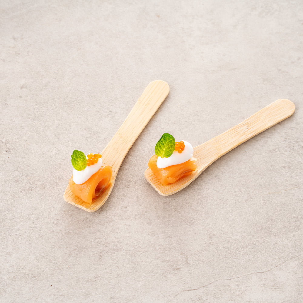 Eco Luxe Rounded Square Natural Bamboo Tasting Spoon - 3 1/2" - 100 count box