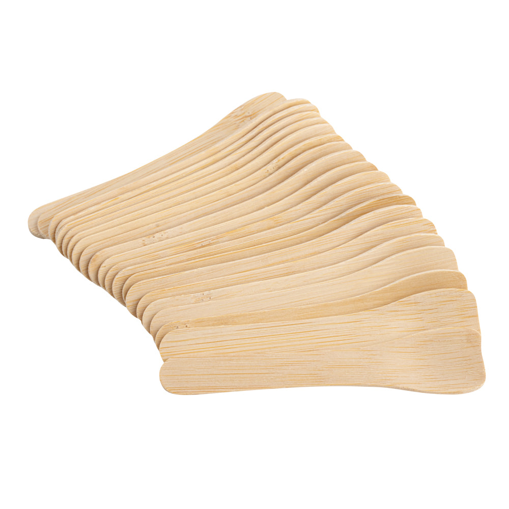 Eco Luxe Rounded Square Natural Bamboo Tasting Spoon - 3 1/2" - 100 count box