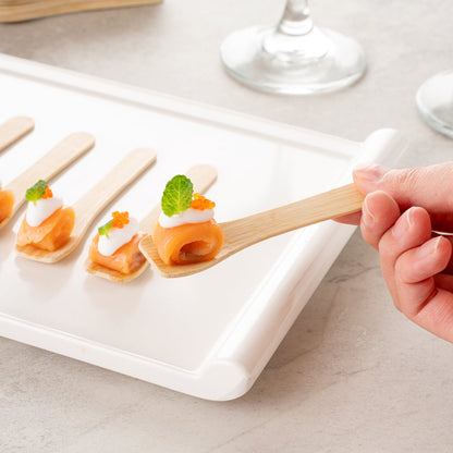 Eco Luxe Rounded Square Natural Bamboo Tasting Spoon - 3 1/2" - 100 count box