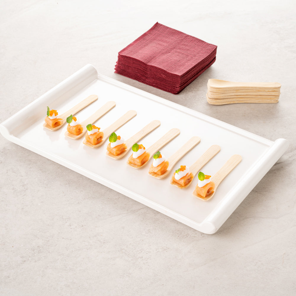Eco Luxe Rounded Square Natural Bamboo Tasting Spoon - 3 1/2" - 100 count box