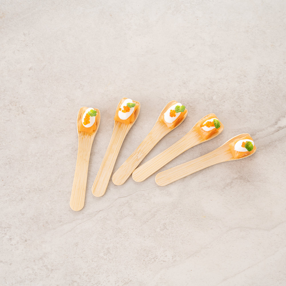Eco Luxe Rounded Square Natural Bamboo Tasting Spoon - 3 1/2" - 100 count box