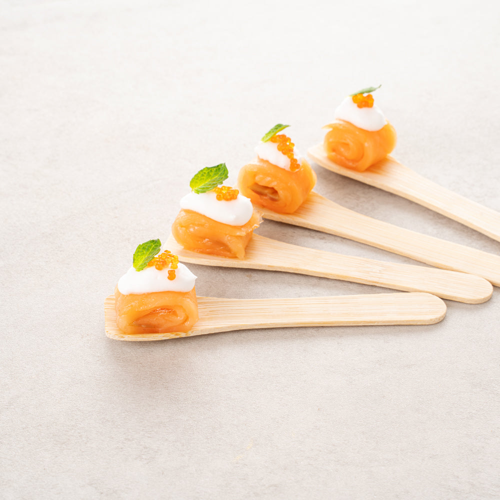 Eco Luxe Rounded Square Natural Bamboo Tasting Spoon - 3 1/2" - 1000 count box