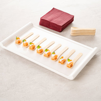 Eco Luxe Rounded Square Natural Bamboo Tasting Spoon - 3 1/2" - 1000 count box