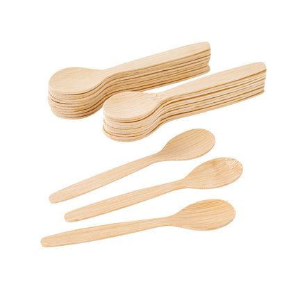 Eco Luxe Round Natural Bamboo Tasting Spoon - 4 3/4" - 100 count box