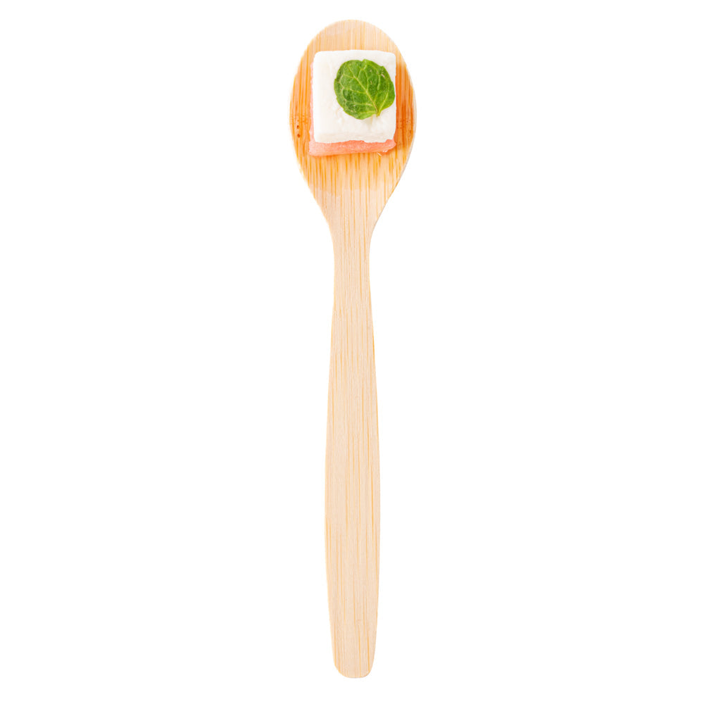 Eco Luxe Round Natural Bamboo Tasting Spoon - 4 3/4" - 100 count box