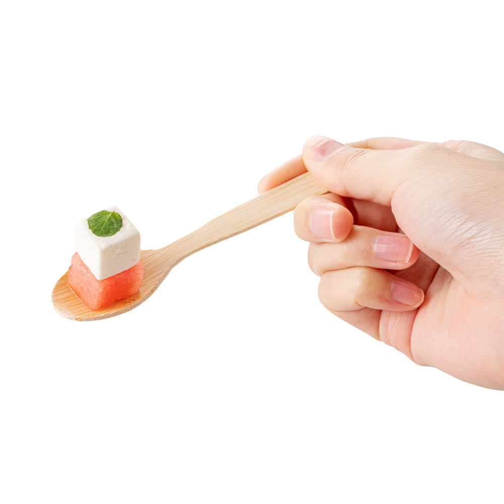 Eco Luxe Round Natural Bamboo Tasting Spoon - 4 3/4" - 100 count box