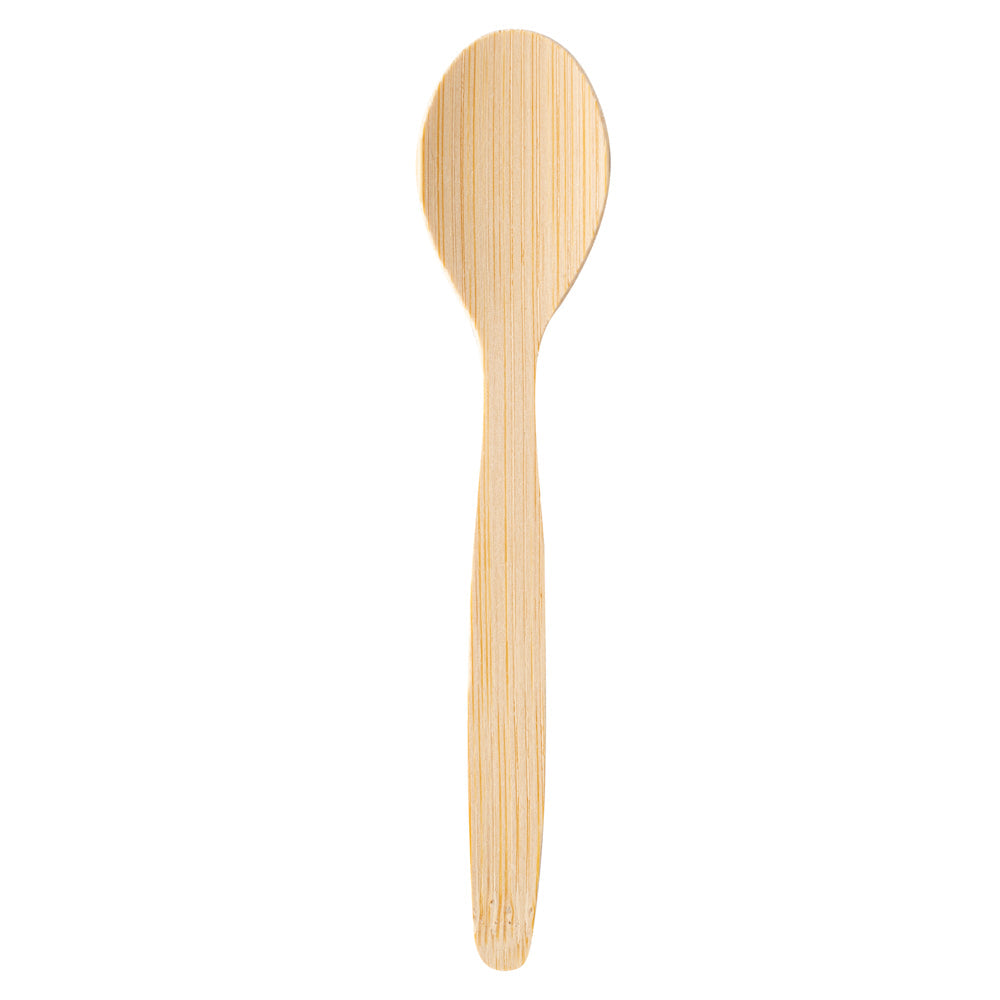 Eco Luxe Round Natural Bamboo Tasting Spoon - 4 3/4" - 100 count box