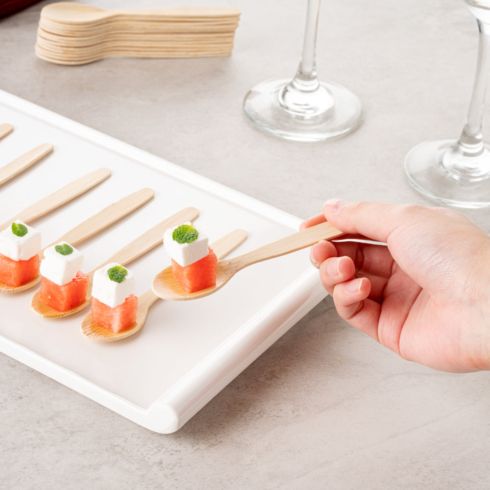Eco Luxe Round Natural Bamboo Tasting Spoon - 4 3/4" - 100 count box