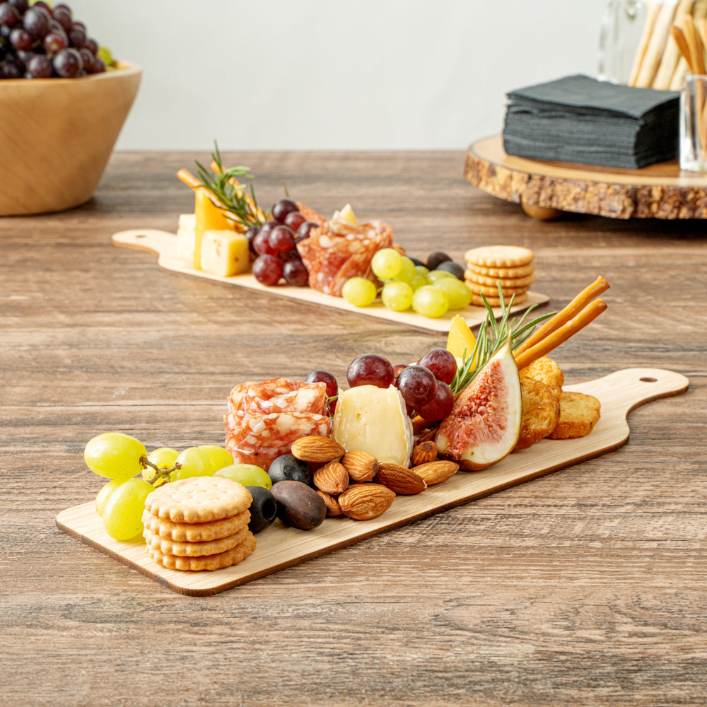 Nature Tek Bamboo Disposable Cheese / Charcuterie Board - 11 3/4" x 3 1/2" - 2 count box