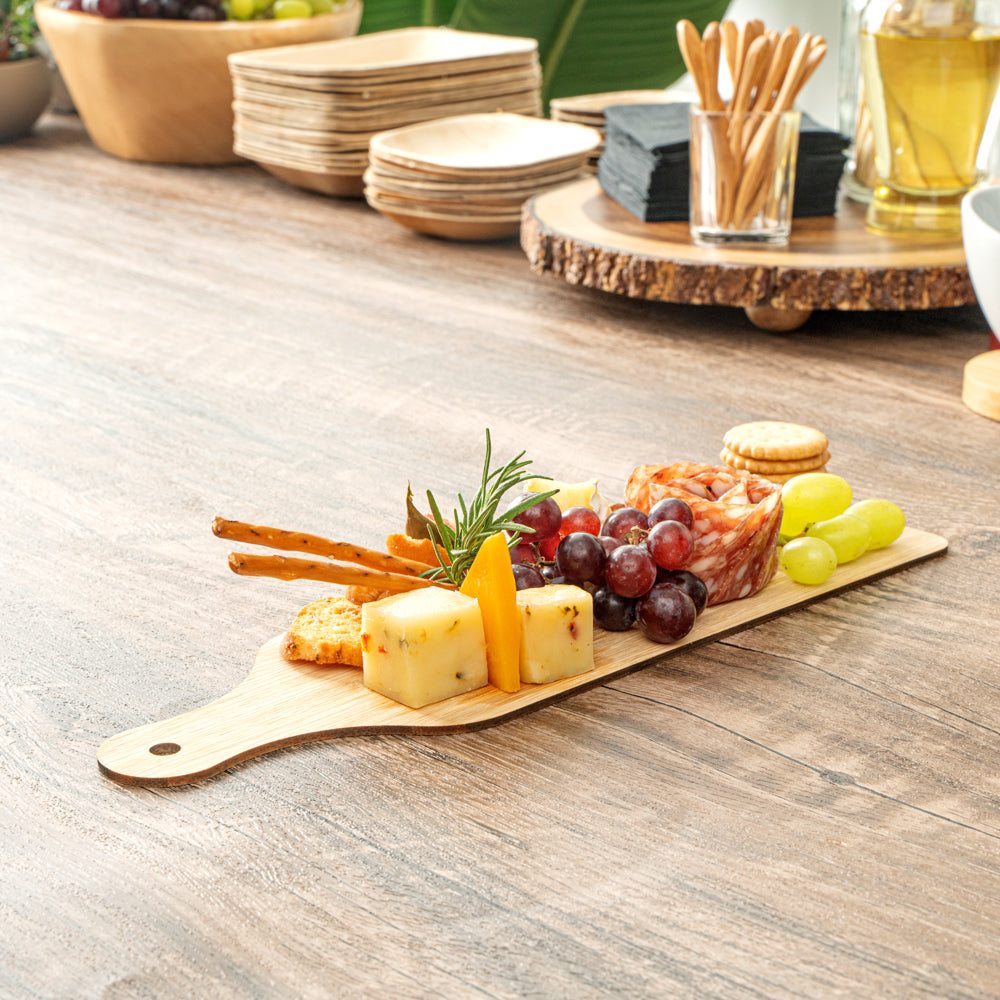 Nature Tek Bamboo Disposable Cheese / Charcuterie Board - 11 3/4" x 3 1/2" - 2 count box