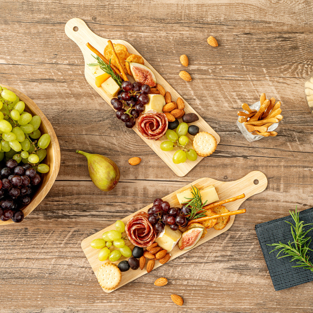 Nature Tek Bamboo Disposable Cheese / Charcuterie Board - 11 3/4" x 3 1/2" - 2 count box