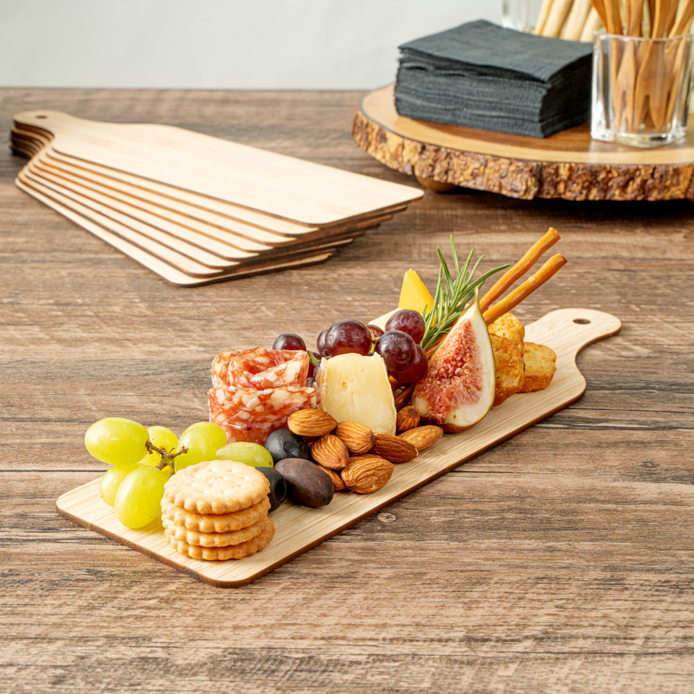 Nature Tek Bamboo Disposable Cheese / Charcuterie Board - 11 3/4" x 3 1/2" - 2 count box