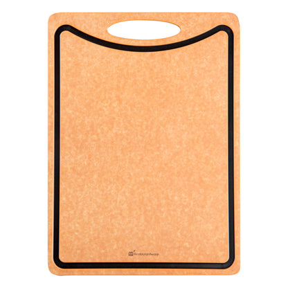 Nature Tek Wood Gourmet Cutting Board - with Juice Groove, Handle - 17 1/4" x 12 3/4" - 1 count box