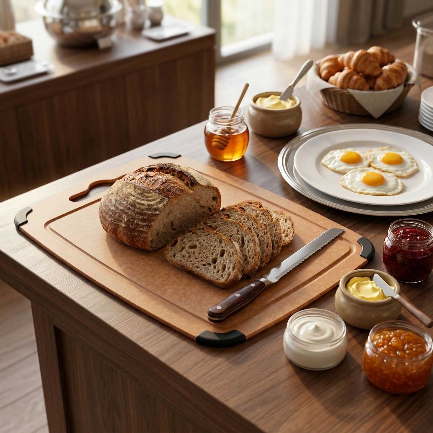 Nature Tek Wood Cutting Board - with Juice Groove, Handle - 17 1/4" x 12 3/4" - 1 count box