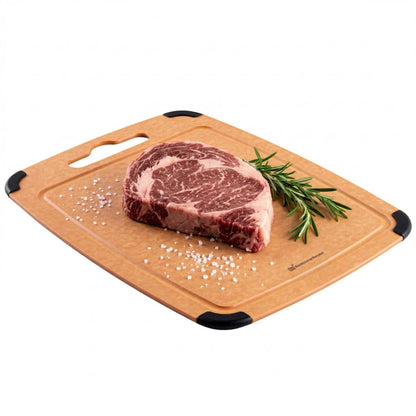Nature Tek Wood Cutting Board - with Juice Groove, Handle - 17 1/4" x 12 3/4" - 1 count box