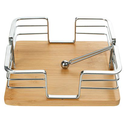 Nature Tek Square Natural Bamboo Napkin Holder - with Weight - 7 3/4" x 7 3/4" x 2 3/4" - 1 count box