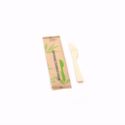Bambuddha Natural Bamboo Disposable Knife - with Kraft Paper Pouch - 7" x 3/4" - 1000 count box