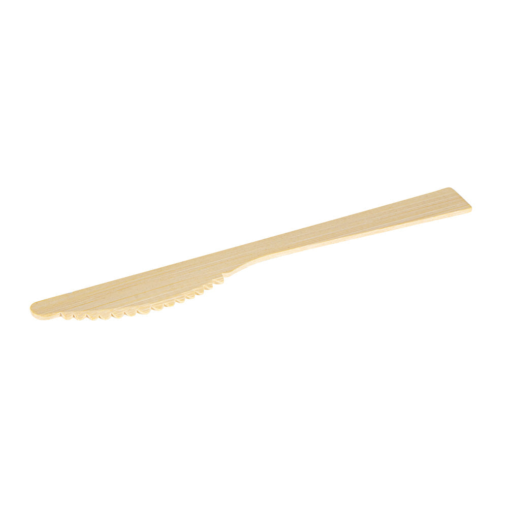 Bambuddha Natural Bamboo Disposable Knife - with Kraft Paper Pouch - 7" x 3/4" - 1000 count box