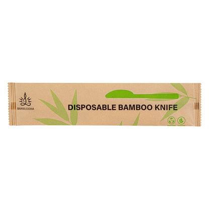 Bambuddha Natural Bamboo Disposable Knife - with Kraft Paper Pouch - 7" x 3/4" - 1000 count box