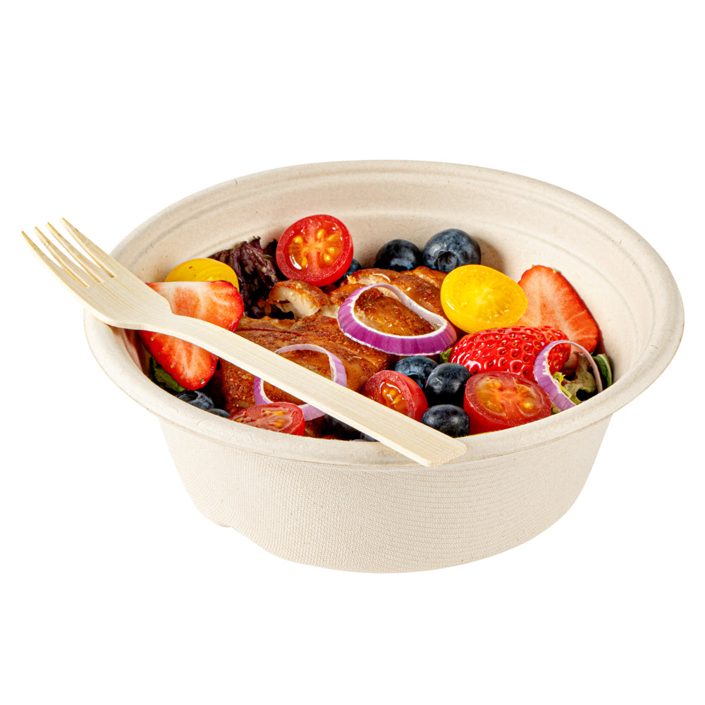 Bambuddha Natural Bamboo Disposable Fork - with Kraft Paper Pouch - 7" x 1" - 100 count box