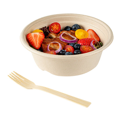 Bambuddha Natural Bamboo Disposable Fork - with Kraft Paper Pouch - 7" x 1" - 100 count box