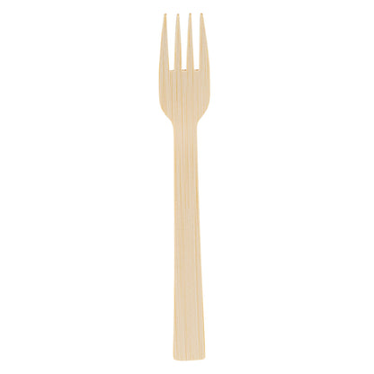 Bambuddha Natural Bamboo Disposable Fork - with Kraft Paper Pouch - 7" x 1" - 100 count box