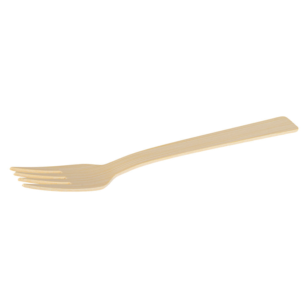 Bambuddha Natural Bamboo Disposable Fork - with Kraft Paper Pouch - 7" x 1" - 1000 count box