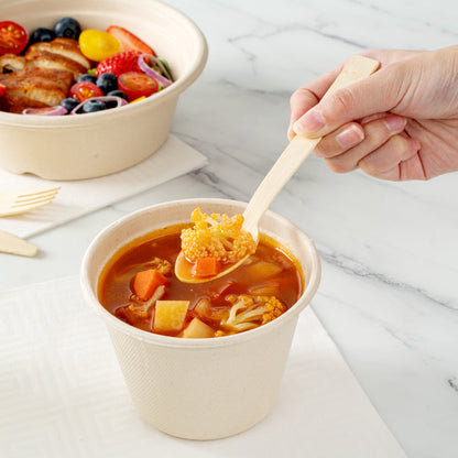 Bambuddha Natural Bamboo Disposable Spoon - with Kraft Paper Pouch - 7" x 1 1/4" - 1000 count box