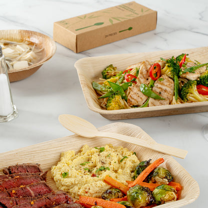Bambuddha Natural Bamboo Disposable Spoon - Retail Pack - 7" x 1 1/4" - 24 count box