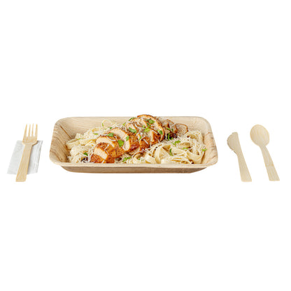 Bambuddha Natural Bamboo Disposable Cutlery Set - with White Napkin and Kraft Paper Pouch - 7" - 100 count box