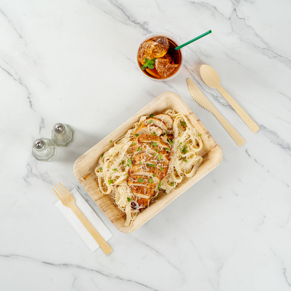 Bambuddha Natural Bamboo Disposable Cutlery Set - with White Napkin and Kraft Paper Pouch - 7" - 100 count box