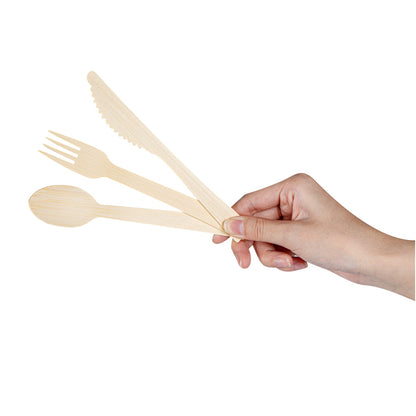 Bambuddha Natural Bamboo Disposable Cutlery Set - with White Napkin and Kraft Paper Pouch - 7" - 500 count box