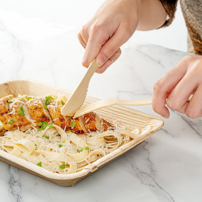 Bambuddha Natural Bamboo Disposable Cutlery Set - with White Napkin and Kraft Paper Pouch - 7" - 500 count box