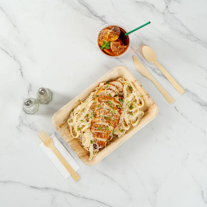 Bambuddha Natural Bamboo Disposable Cutlery Set - with White Napkin and Kraft Paper Pouch - 7" - 500 count box