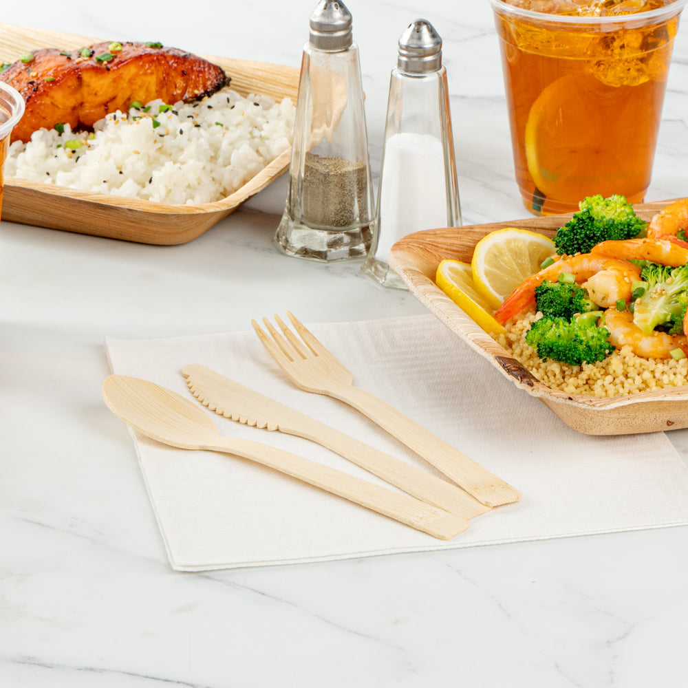 Bambuddha Natural Bamboo Disposable Cutlery Set - 7" - 100 count box