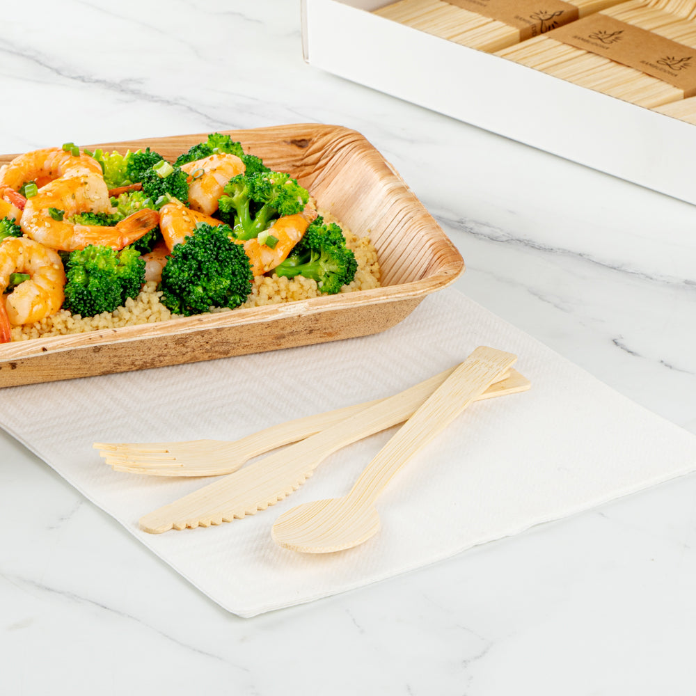 Bambuddha Natural Bamboo Disposable Cutlery Set - 7" - 100 count box
