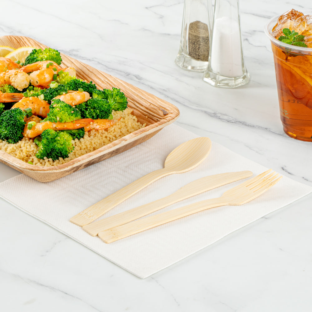 Bambuddha Natural Bamboo Disposable Cutlery Set - 7" - 100 count box