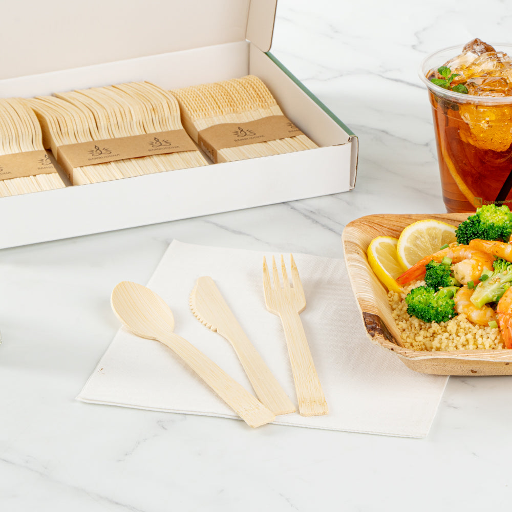 Bambuddha Natural Bamboo Disposable Cutlery Set - 7" - 100 count box