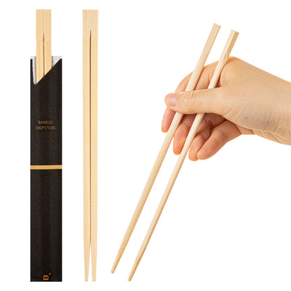 Bambuddha Natural Bamboo Twin Chopsticks - with Paper Sleeve - 9" - 100 count box