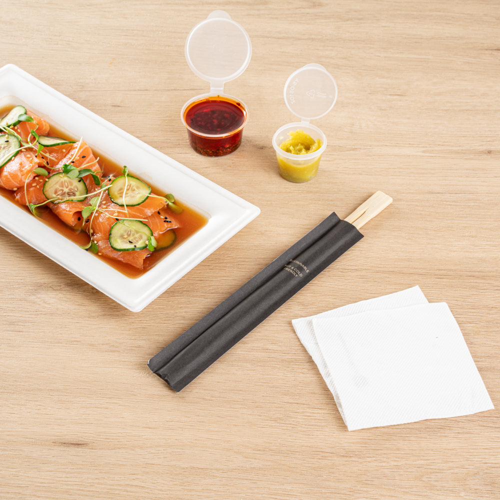 Bambuddha Natural Bamboo Twin Chopsticks - with Paper Sleeve - 9" - 1000 count box